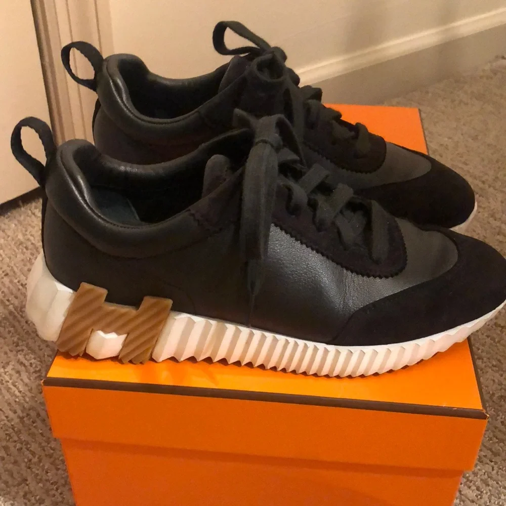 Hermes Black and White Women's Sneakers - Picture 3 of 9